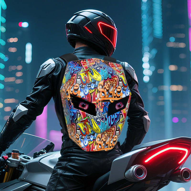 骑士机车LED背包写轮眼炫酷蓝牙DIY发摩托车骑行全头盔运动防水