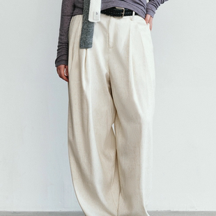 麻感老钱风拼接腰头简约通勤百搭休闲裤 Aevum 新款 2025秋季 Form