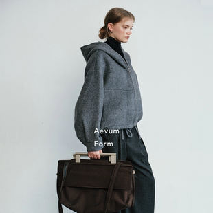 骆马绒混纺拉链连帽双面尼外套 2025秋冬新款 Aevum Form