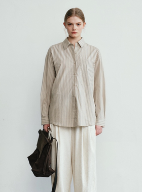 Aevum Form 2025秋季新品竖条纹休闲宽松简约衬衫