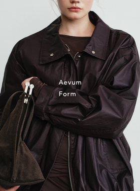 Aevum Form 2025秋季新款特殊纸感皮涂层立领夹克
