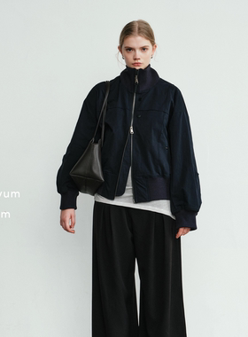 Aevum Form 2025秋冬新款立领螺纹短外套夹棉外套