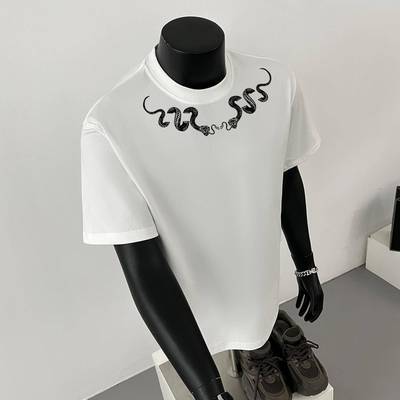 2025美式高街设计感印花短袖t恤男款夏季痞帅潮牌重磅纯棉半袖体