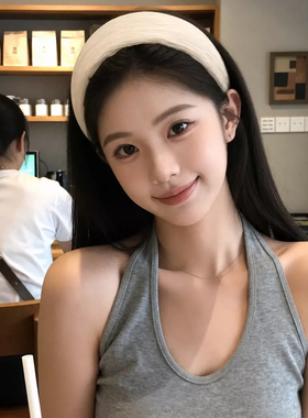 韩系温柔褶皱宽边白色发箍高颅顶头箍显脸小洗脸压发饰高级感饰品