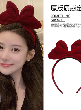 发饰2025年安可拉红色蝴蝶结丝绒发箍网红儿童新年高级感头箍头饰