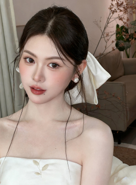 白色双层大蝴蝶结发夹新娘头饰气质高级感复古礼服婚纱气质发饰女