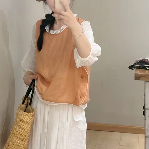 文艺复古苎麻背心女2026夏季新款宽松休闲百搭显瘦无袖坎肩上衣潮