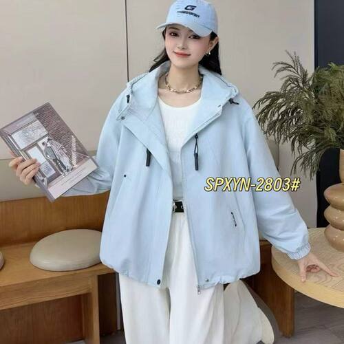 2026新款连帽冲锋衣女胸前拉链