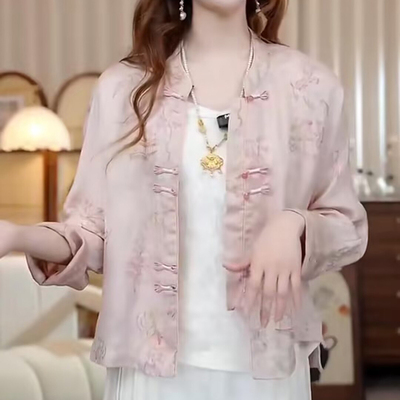 新中式国风亭台楼阁外套女2025春夏新款复古提花时尚气质盘扣上衣