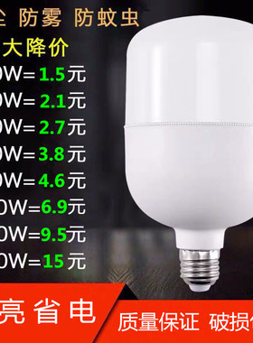 LED节能灯泡 E27螺口家用球泡灯 20W40W100W大功率超亮厂房照明灯