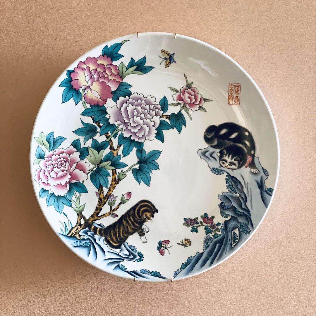 工艺品摆盘高两河手绘中式装饰品