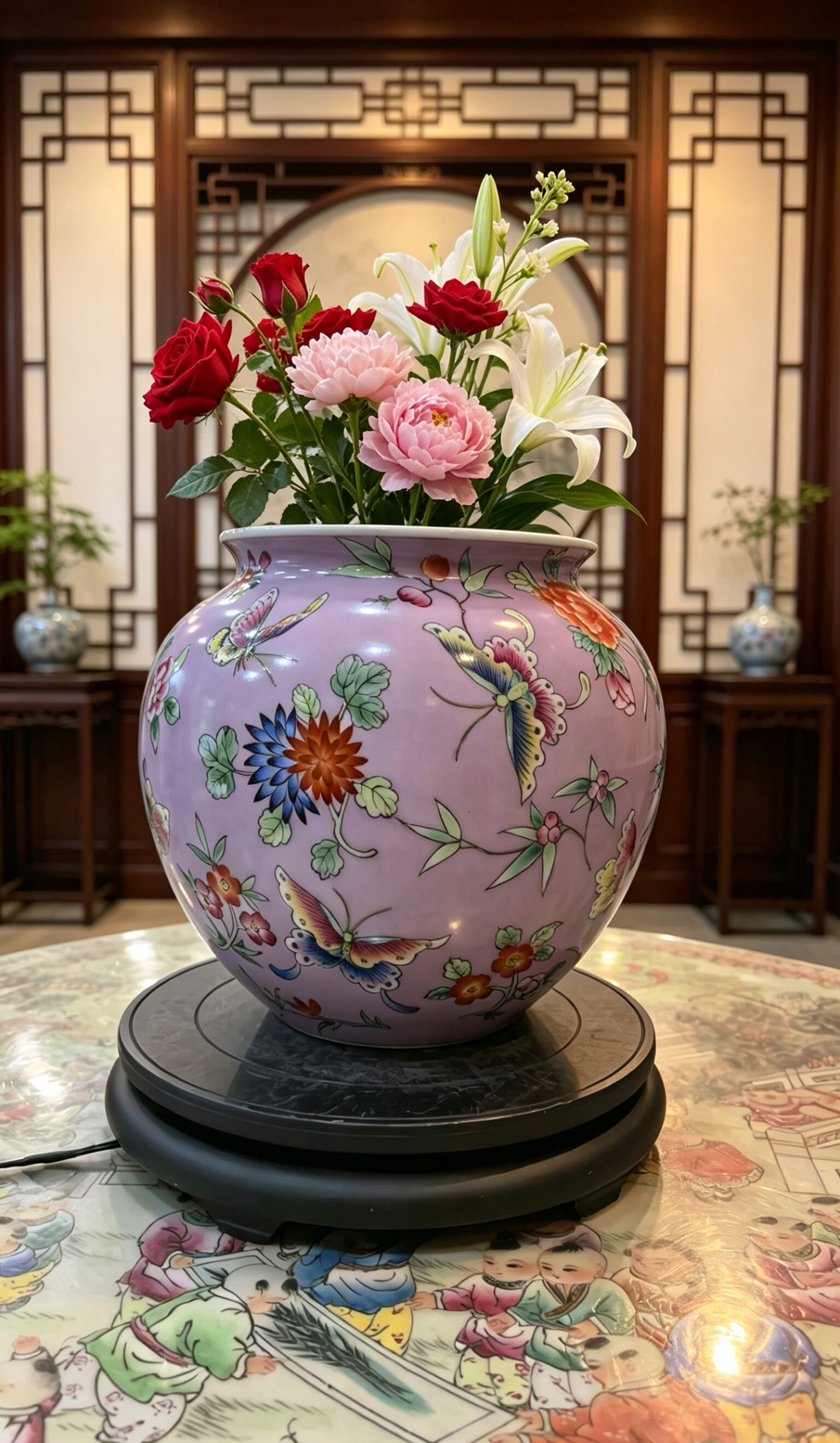 宽口坛高两河高档骨质瓷花瓶摆件新中式中堂条案样板间酒店大堂罐