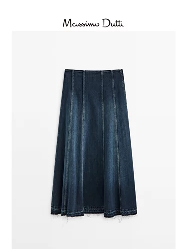 Демисезонная ретро дизайнерская джинсовая юбка, 2023, длина миди, А-силуэт