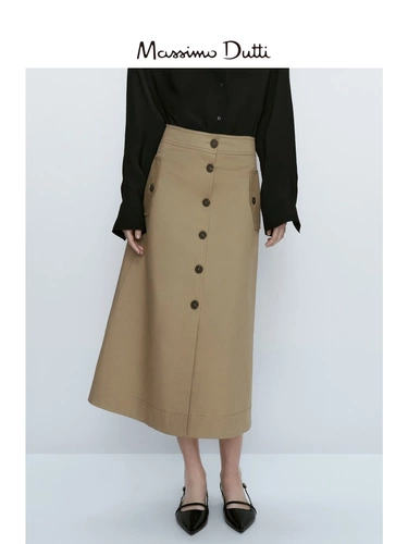 Massimo Dutti Весенняя дизайнерская комфортная юбка, длина миди, А-силуэт