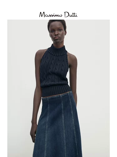 Демисезонная ретро дизайнерская джинсовая юбка, 2023, длина миди, А-силуэт