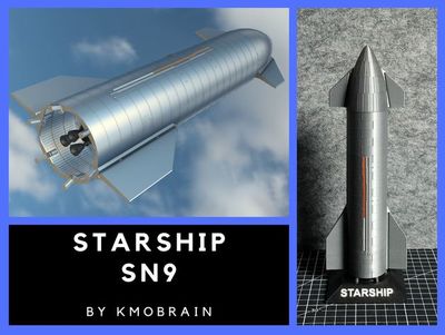 马斯克Spacex星舰模型SN9成品