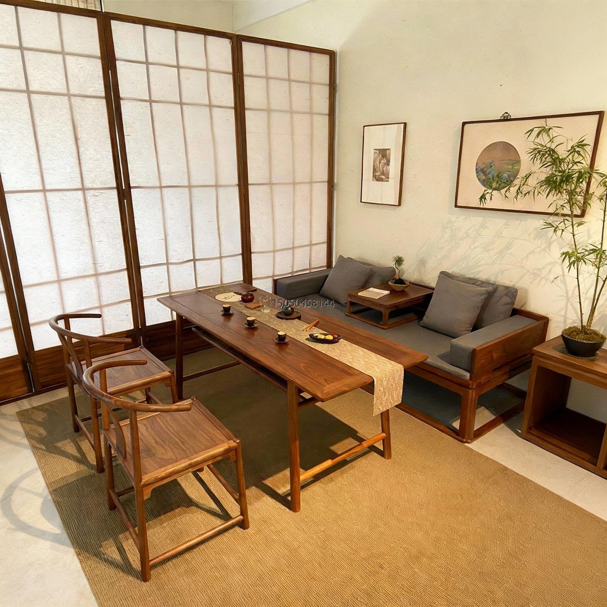 新中式美学实木茶桌椅组合