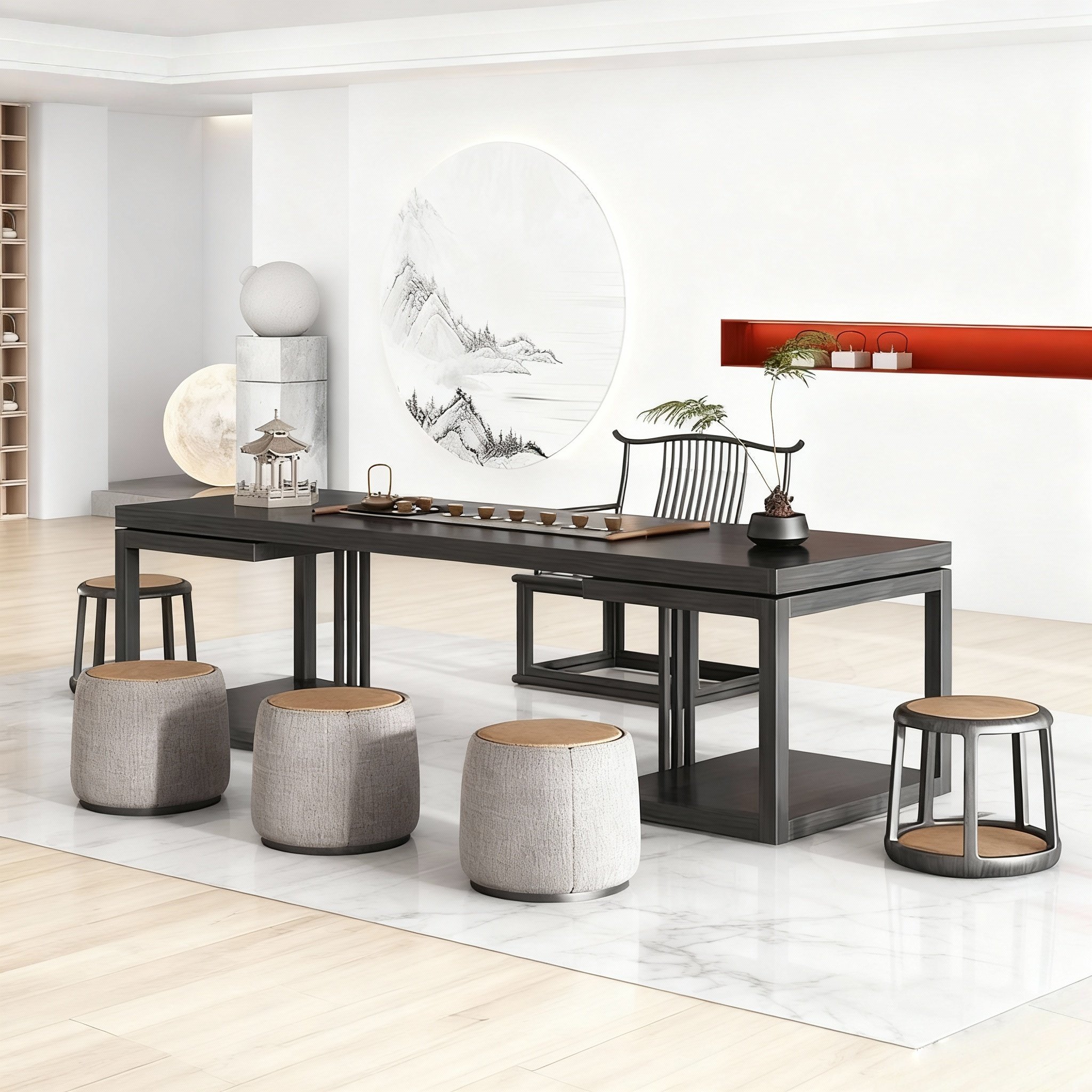 新中式实木茶桌椅组合禅意