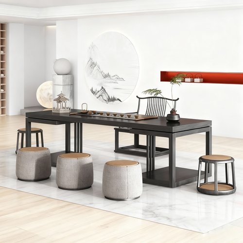 新中式实木茶桌椅组合禅意