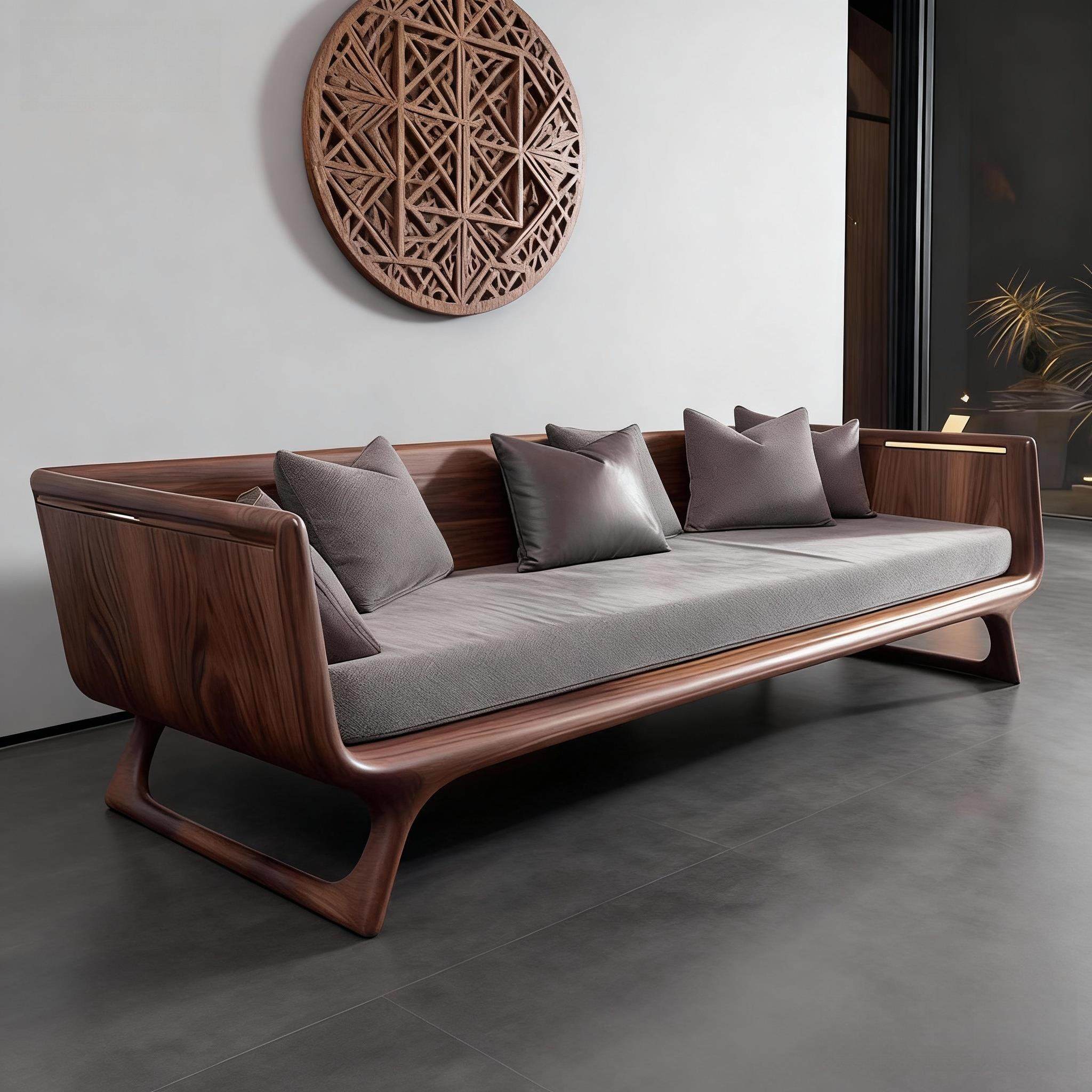 宋式美学北黑胡桃木沙发实