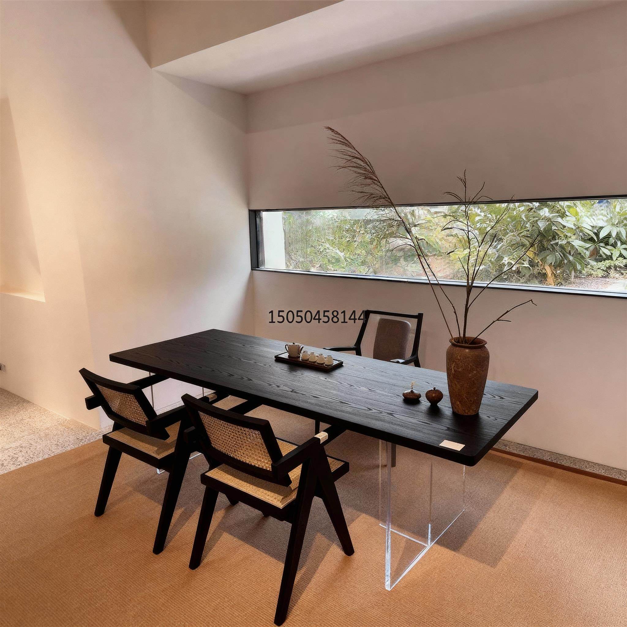 宋式新中茶桌椅组合亚克力