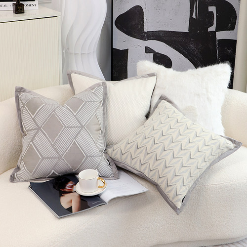 Atmosphere氛围现代白色几何沙发抱枕靠垫套设计师样板间客厅靠枕