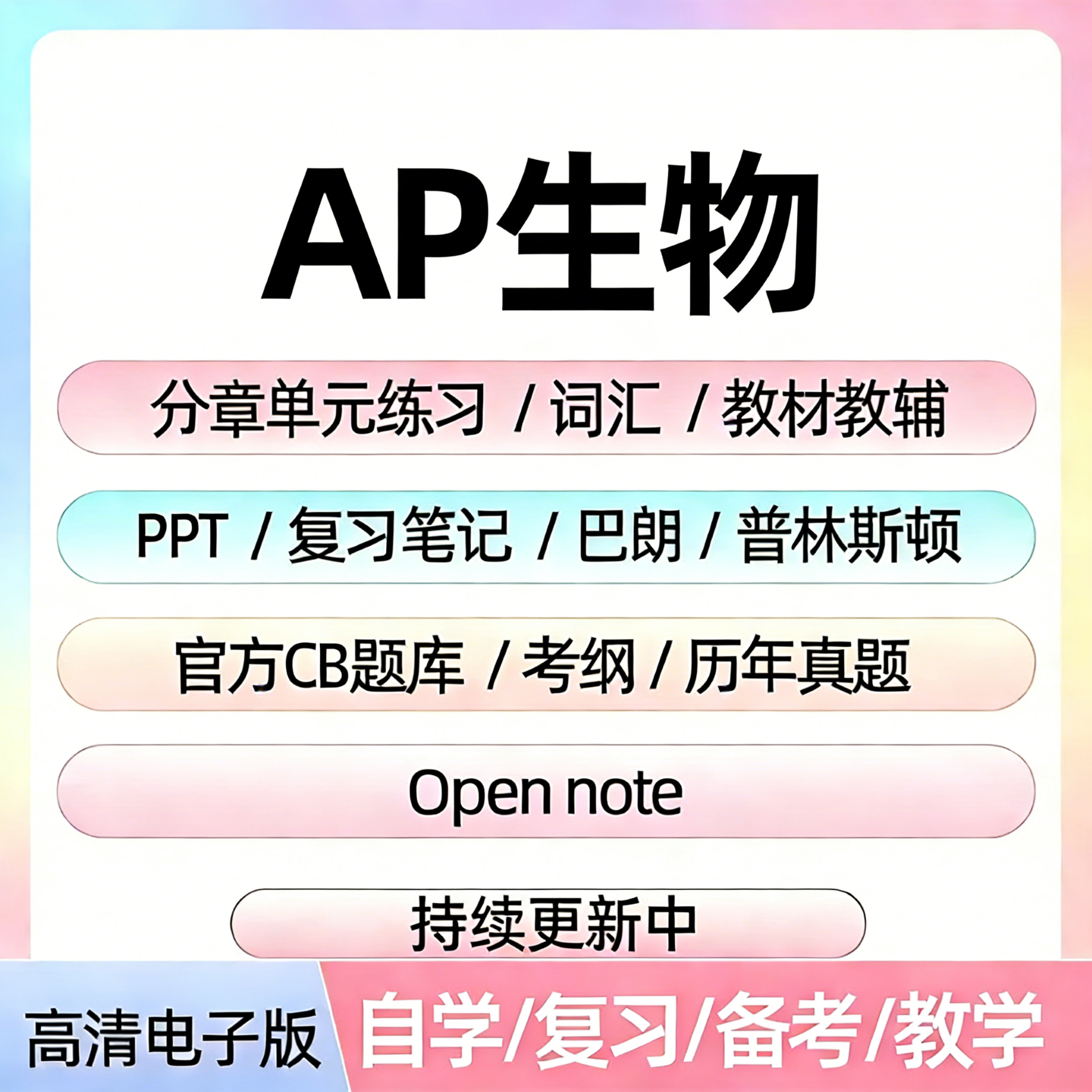AP生物备考资料教材辅真题CB题库分章单元练习PPT考纲笔记巴朗 - 实物图