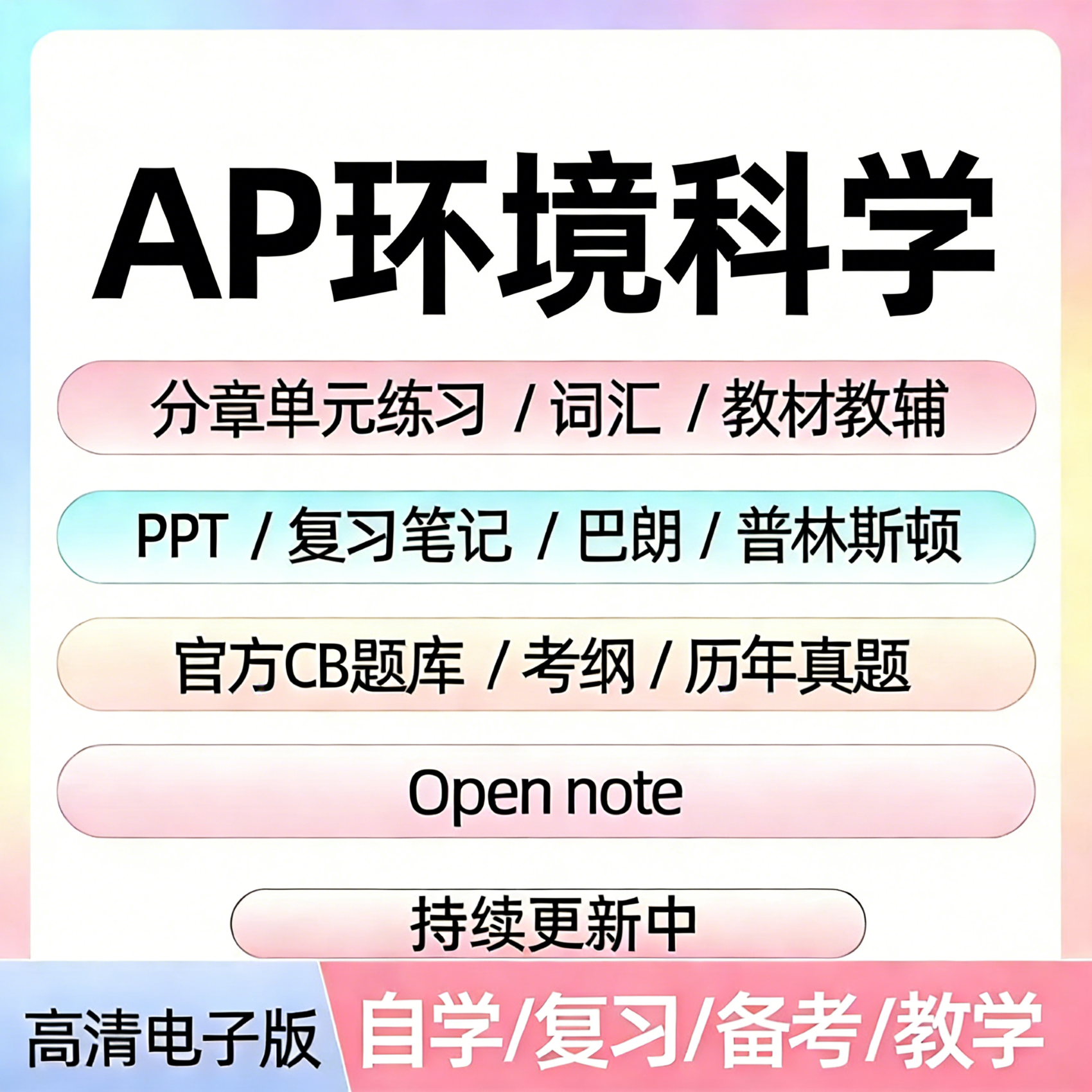 AP环境科学历年真题库单元练习题课件教辅词汇笔记备考资料电子版