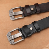 休闲牛仔裤 正品 腰带潮 真皮针扣腰带男纯牛皮年轻人男式 皮带男士