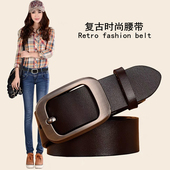 黑色牛仔裤 饰休闲简约百搭ins风时尚 皮带 腰带装 保罗女士真皮新款