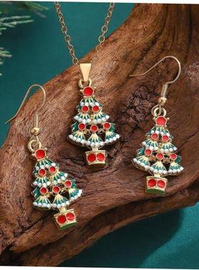 Santa Claus Snowman Christmas Tree Nelace Earrings Sos