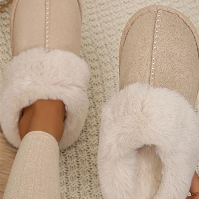 Closed Toe Warm Cotton Slippers Won Faux Fur Thien Plush