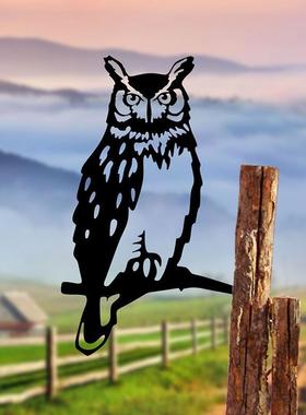 2pcs Halloween garden tal cutout owl art placard decorati