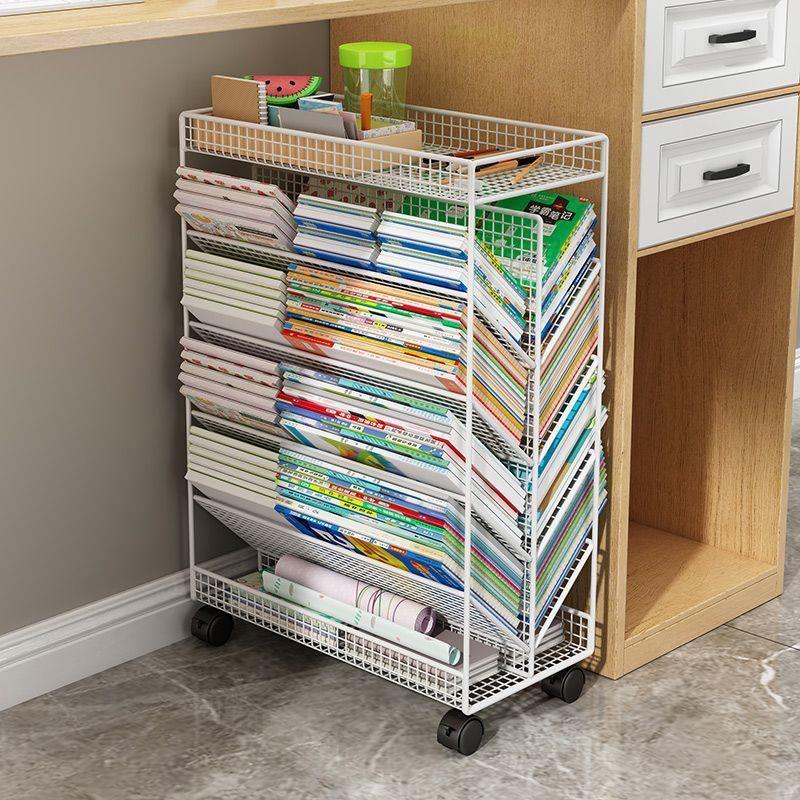 Bookcase under desk shelf with wheels book organizer floor s