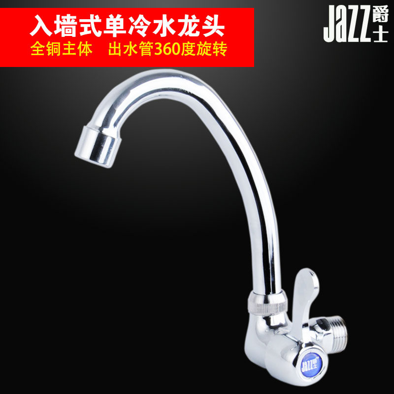 全铜单孔入墙式厨房水龙头冷菜