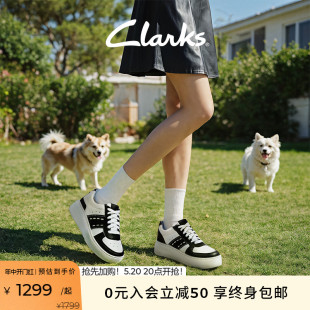 拼色轻盈厚底板鞋 Clarks其乐轻盈系列女鞋 春款 2024新款 黑白熊猫鞋