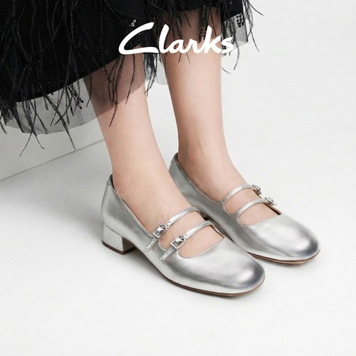 clarks其乐银色玛丽珍时尚舒适