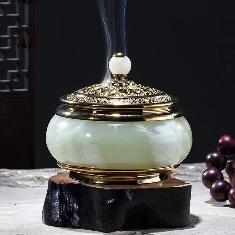 香薰炉玉石黄铜纯铜高档礼盒装