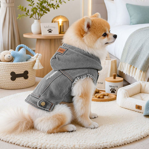狗狗衣服春秋牵引牛仔马甲小型犬