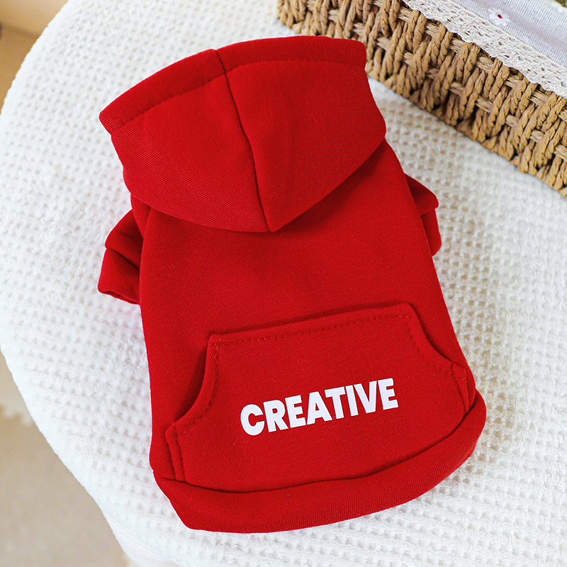 狗狗衣服红色秋装宠物休闲卫衣