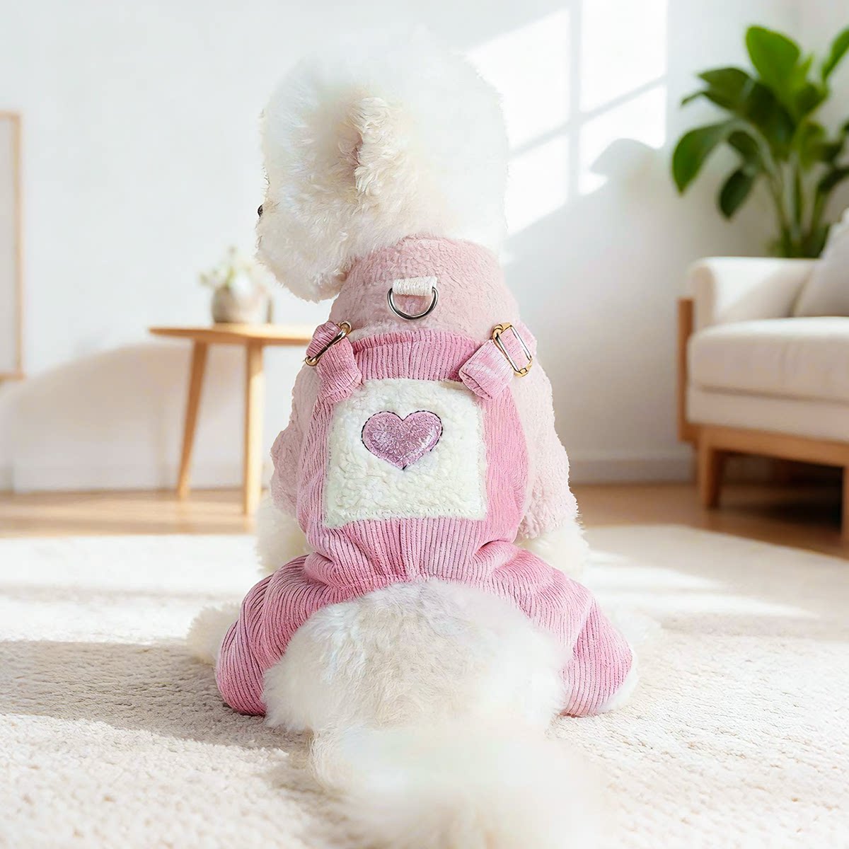 冬天粉色保暖加绒棉衣狗狗衣服宠物四脚棉服泰迪博美比熊幼犬小狗