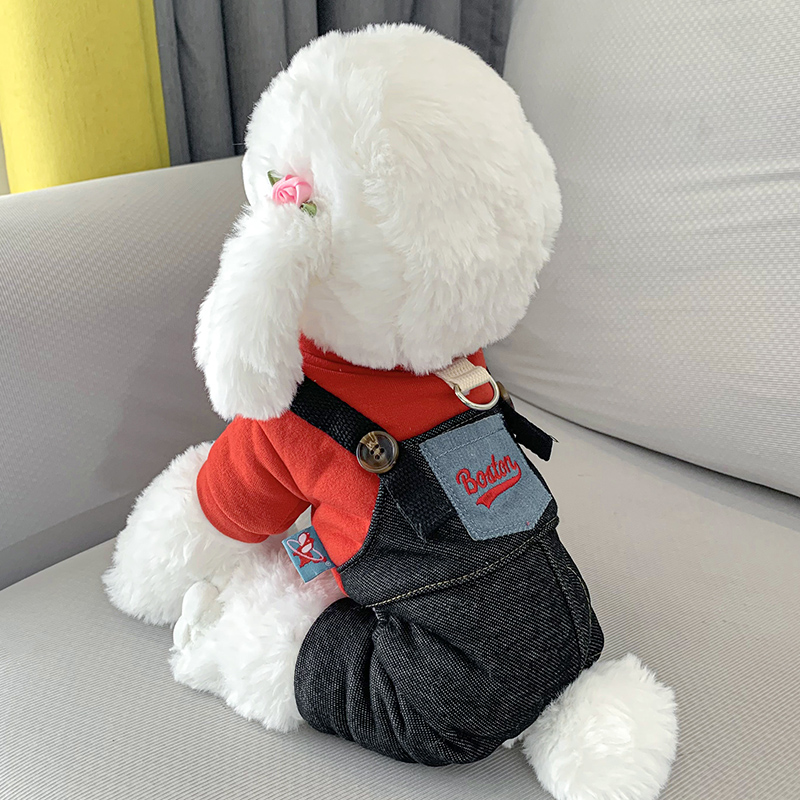 宠物可牵引四脚狗狗衣服过年棉衣