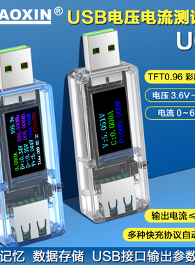 兆信U65直流电压电流表 手机充电器USB检测器移动电源容量测试仪