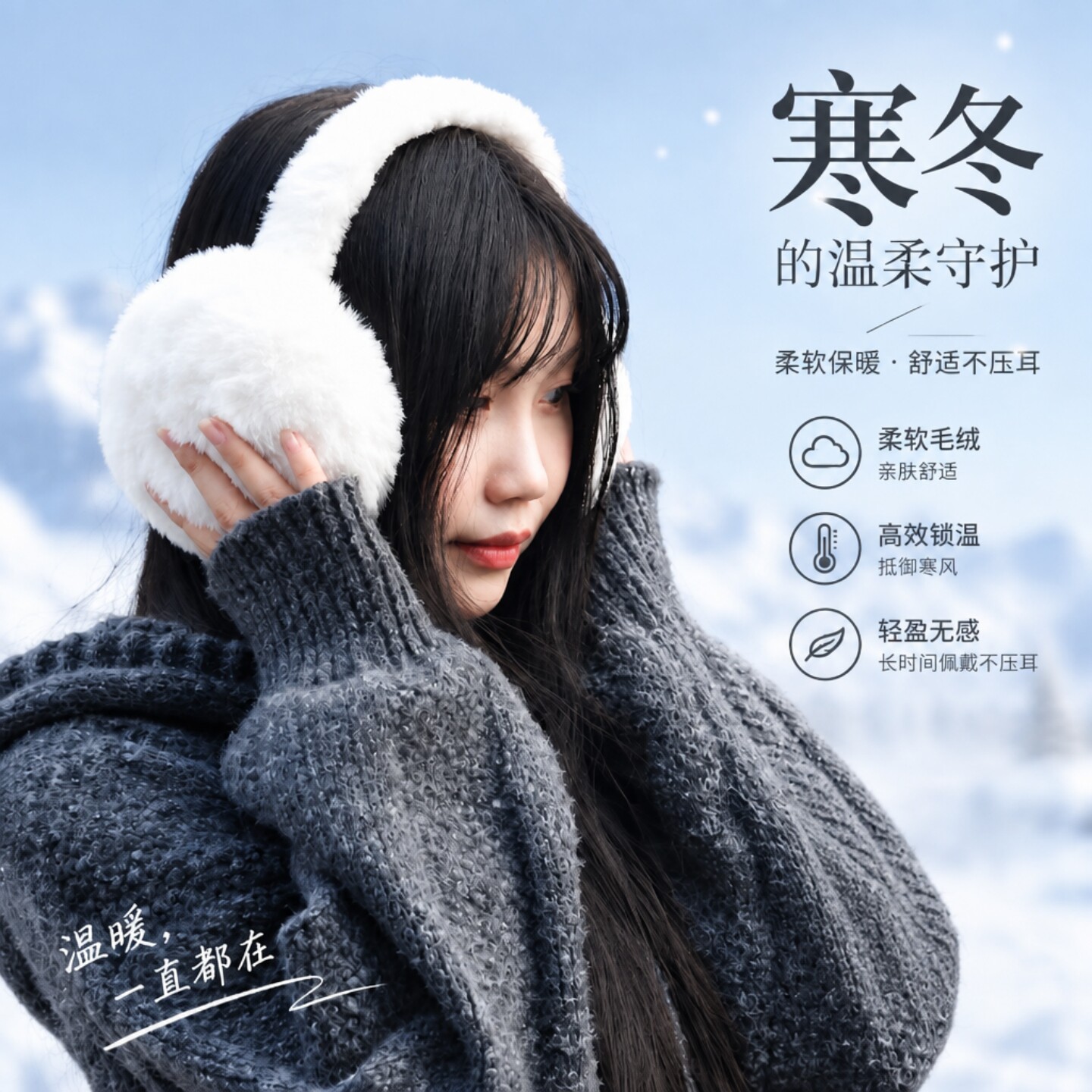 冬季加绒可折叠防冻毛绒耳罩