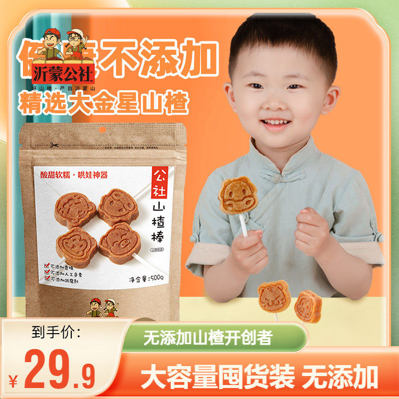 沂蒙公社无添加山楂棒棒糖原味儿童零食独立小包装500g山楂条片卷