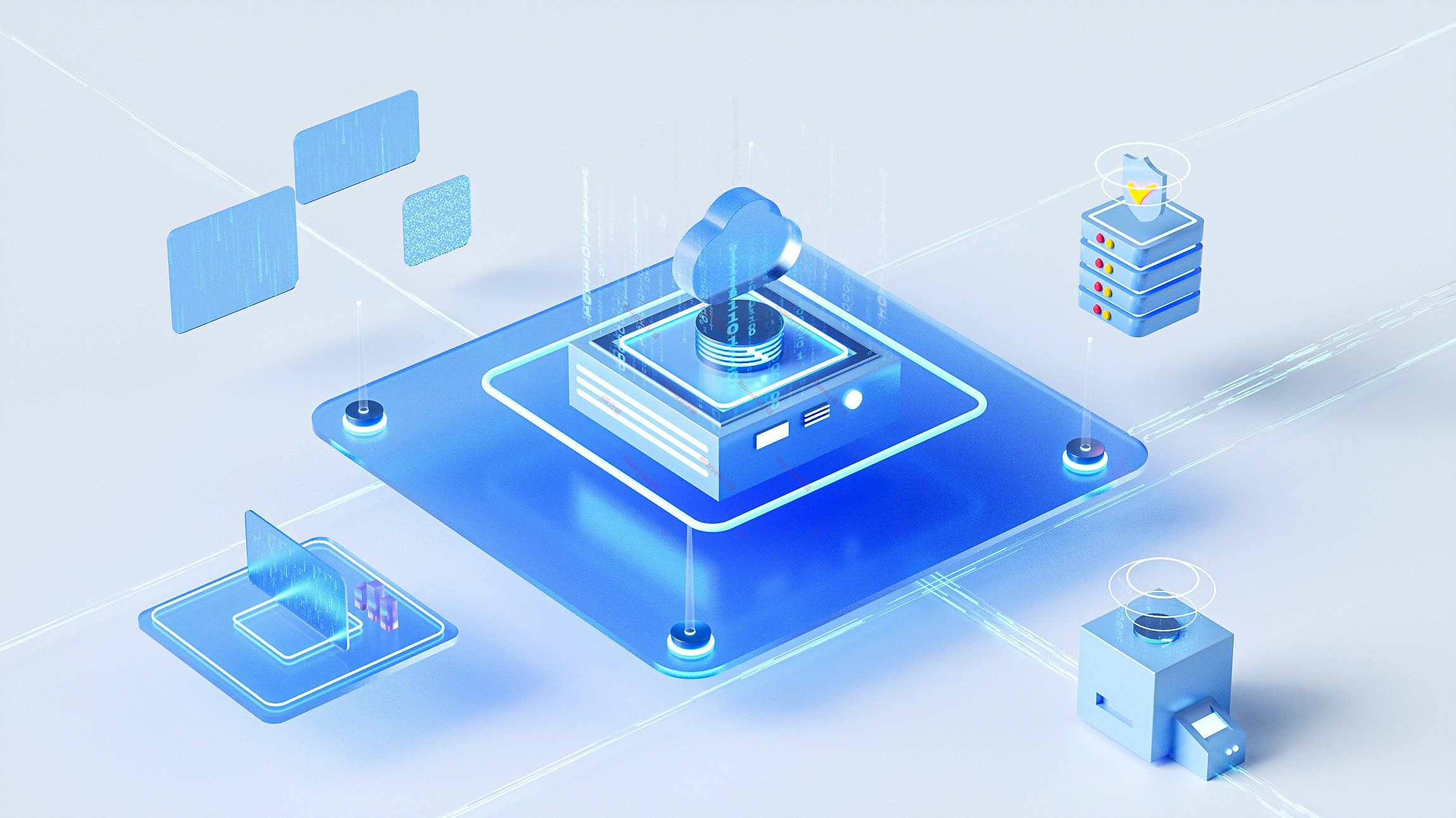 科技感场景c4d微软风格图标区块链渲染网页3d工程oc材质源文件
