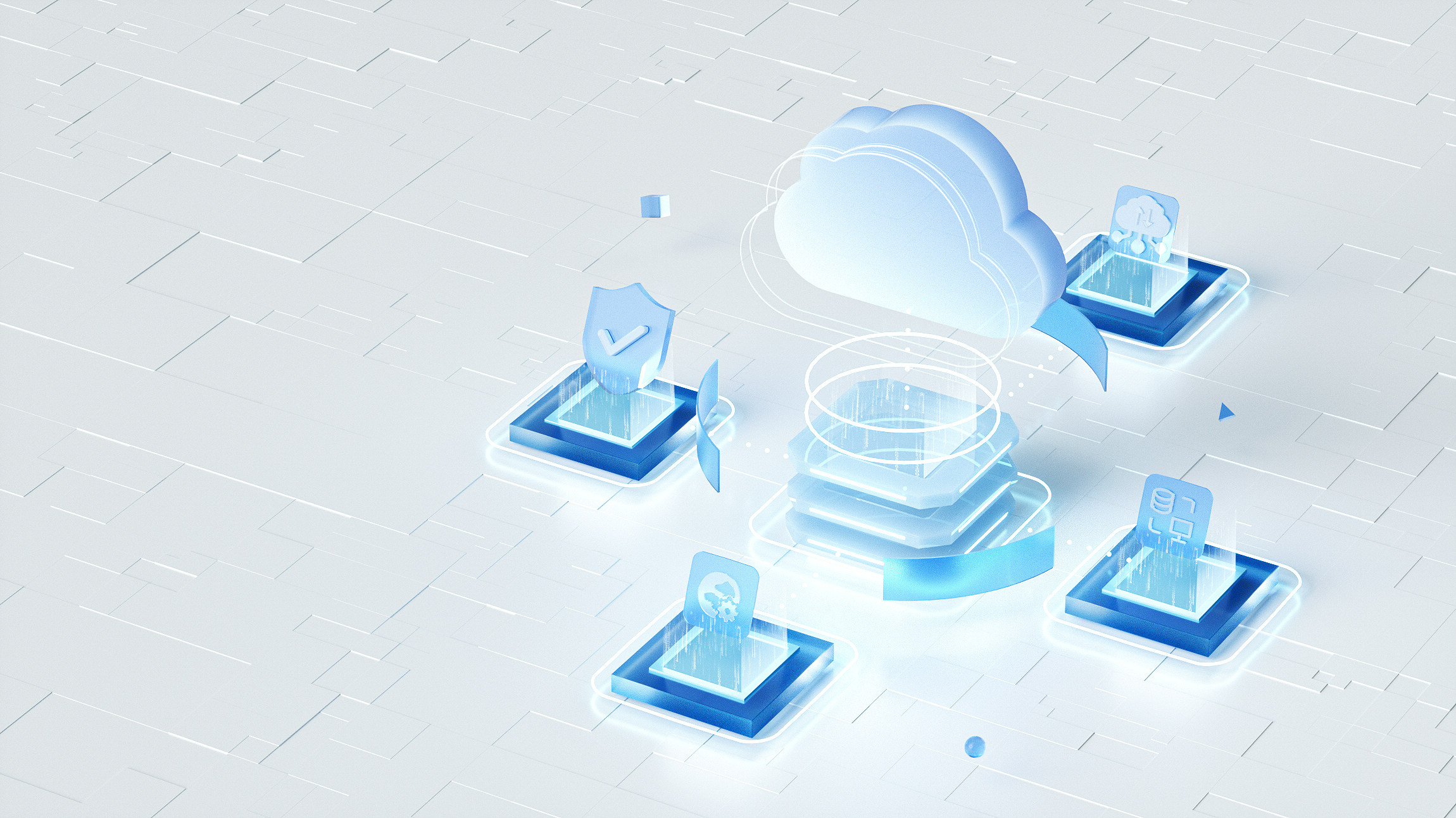 科技感立体ui区块链微软风格c4d模型3d场景工程oc材质源文件素材