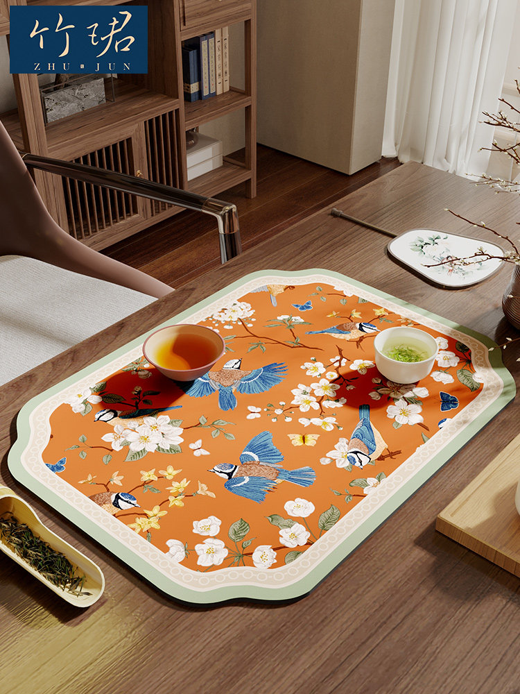 覆古新中式免洗可擦茶席茶桌台布吸水防滑隔热杯垫防烫防水沥水垫,居家布艺,餐垫,淘宝优惠券,粉丝福利购,淘宝优惠卷