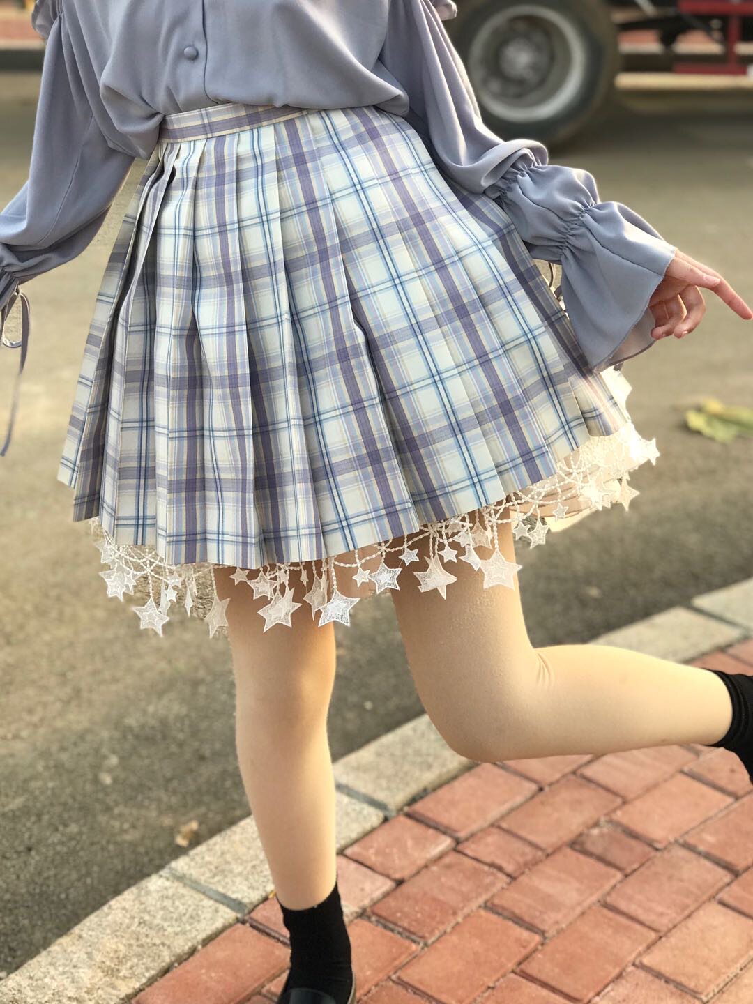 jk制服女裙撑南瓜裤防走光蕾丝秋冬内衬jk打底裤下摆小星星裙撑图片