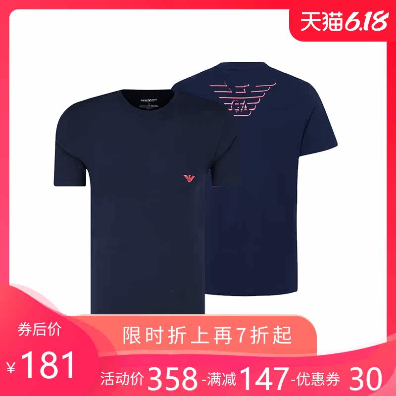 正品Emporio Armani/阿玛尼短袖t恤男夏季棉质鹰标印花男装打底衫